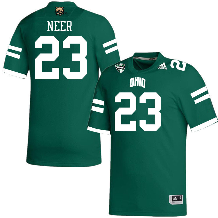 Ohio Bobcats #23 Riley Neer College Football Jerseys Stitched-Green